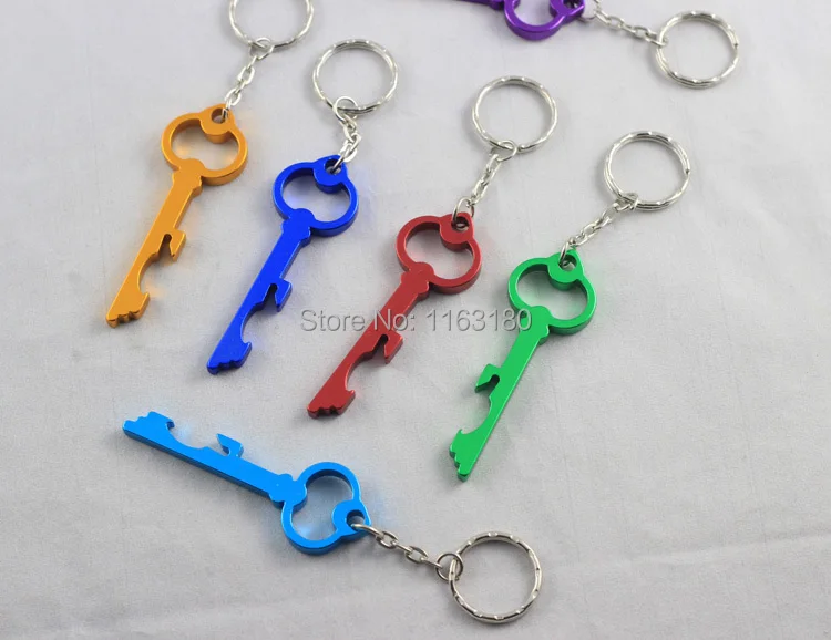 48 pcs/lot  Aluminum alloy Key shaped buckle keychain bottle opener promotion gift