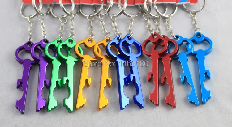 48 pcs/lot  Aluminum alloy Key shaped buckle keychain bottle opener promotion gift