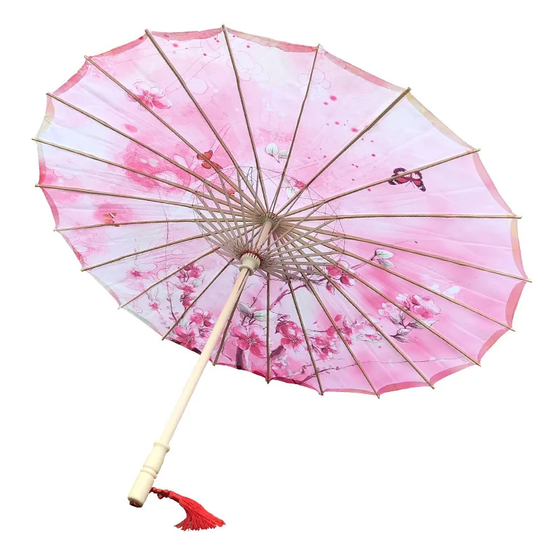 New Silk Cloth Oil Paper Umbrella Rain Women Decor Vintage Dance Prop Peach Blossom Chinese Intangible Cultural Parasol Paraguas