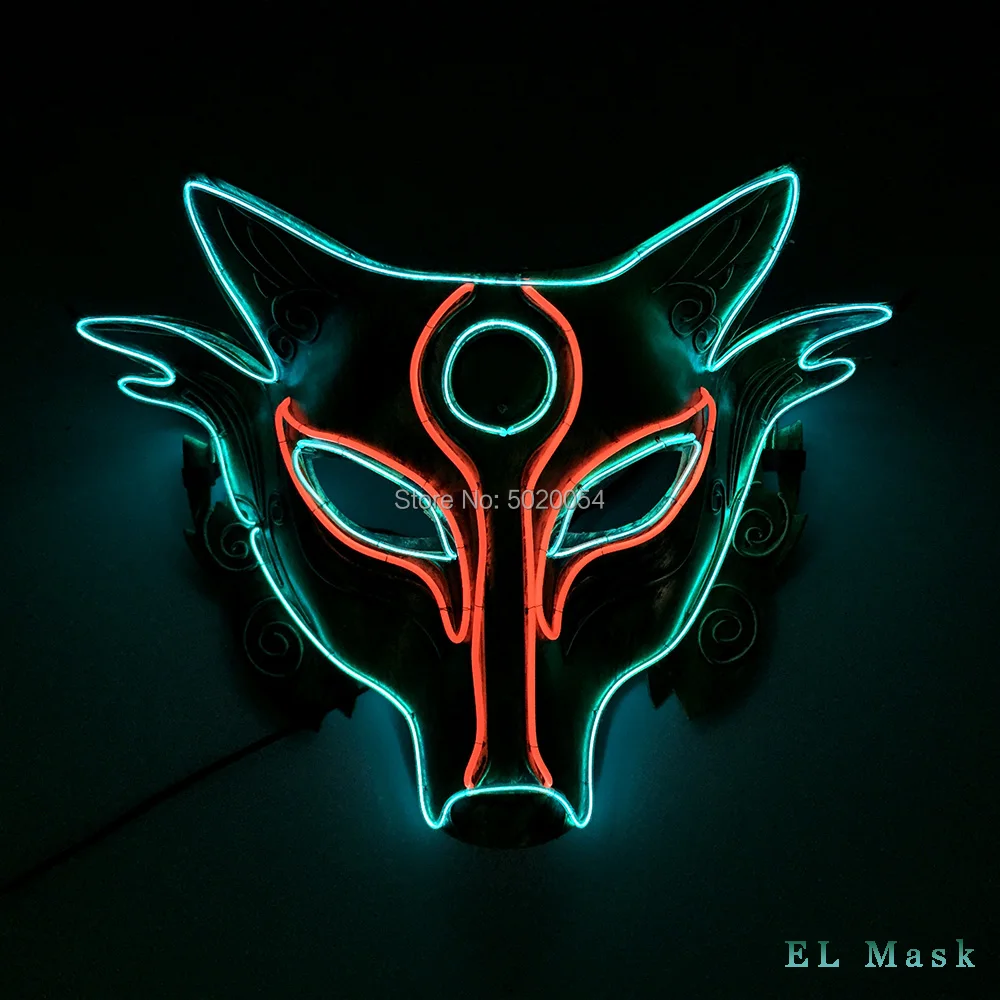 Hot Selling 9 Style Optional Scary Costume Glowing Mask Cosplay EL Mask Halloween For Men Props