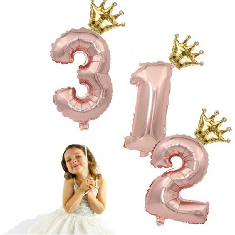 2pcs Large 40inch Rose Gold Number Foil Balloons Babyshower Girl Birthday Party Decorations Kids Home Party Supplies Kid's Gift