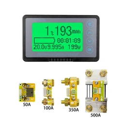 DC 50A 100A 350A 500A Coulomb Meter Battery Monitor Capacity Indicator Voltmeter ammeter Lithium Lead Acid 12v 24V 36v 48v CAR