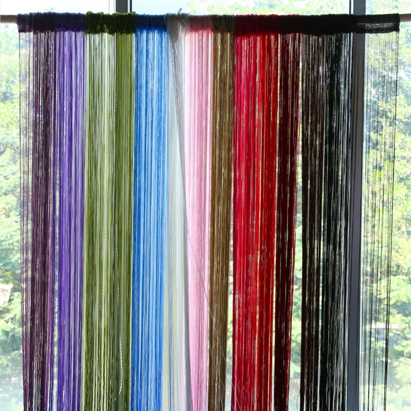 2x1m 12 Colors String Curtains Door Window Panel Curtain Divider Yarn String Curtain Strip Tassel Drape Decor for Living Room 12