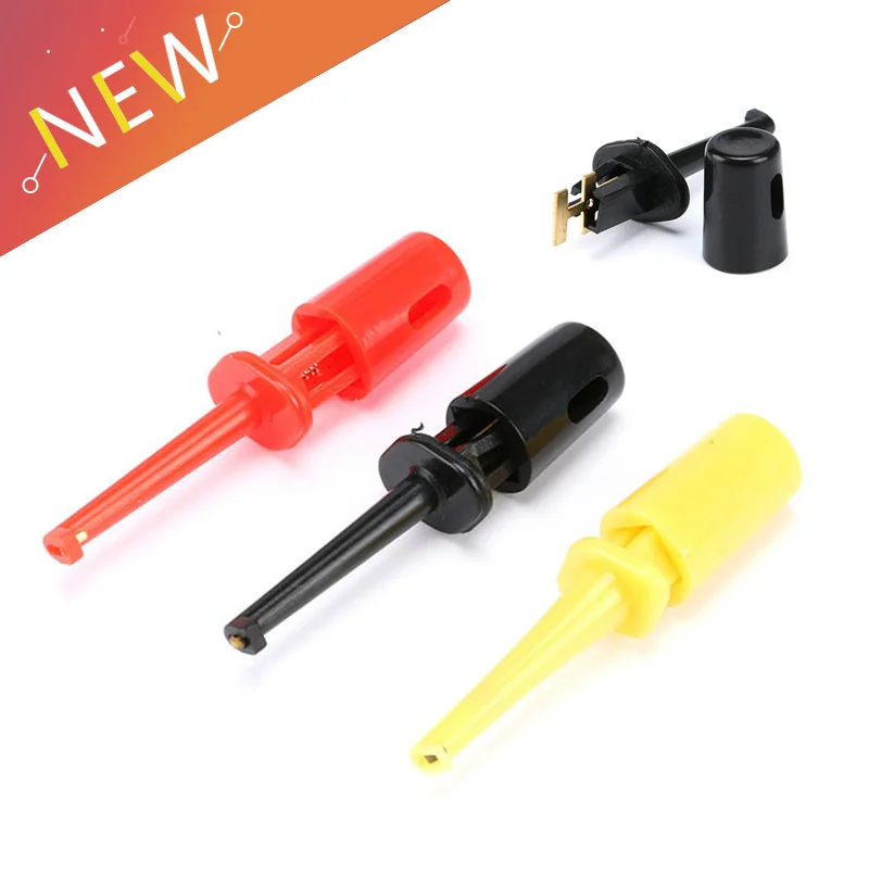 15pcs Multimeter Wire Lead Test Hook Clip Electronic Mini Test Probe SMT SMD IC Cable Welding Red Black Yellow For Repair Tool