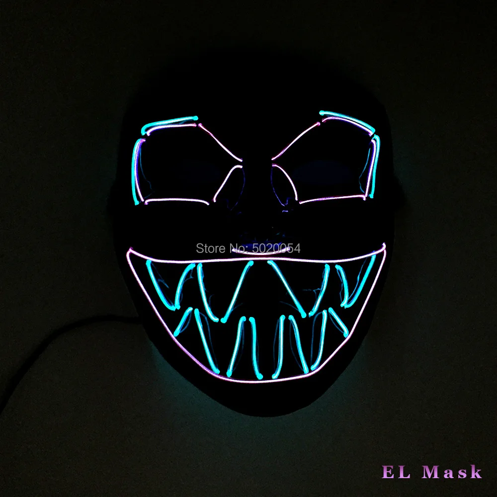 Hot Selling 9 Style Optional Scary Costume Glowing Mask Cosplay EL Mask Halloween For Men Props