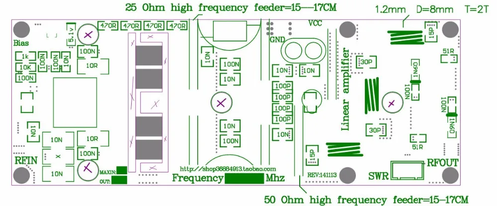 100W FM VHF 80MHZ -170 Mhz RF Power Amplifier amp Board AMP KITS w MRF186 tube For Ham Radio