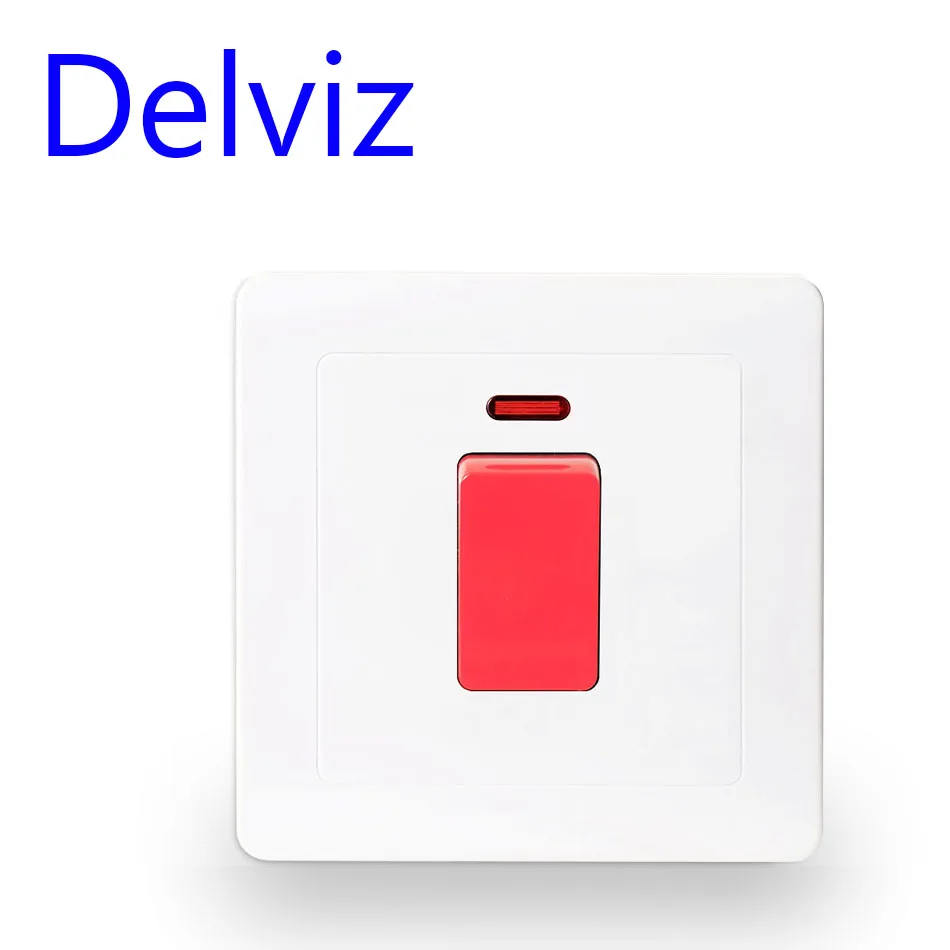 Delviz UK standard wall switch, model 86 45A switch, double pole double break air-conditioning water heater power control panel