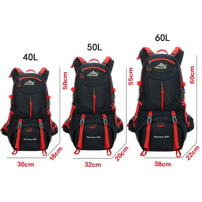 40L 50L 60L Outdoor Climbing Hiking Waterproof Anti-wear Bags Sports Large Capacity Backpack Men Women Camping Mountain Rucksack