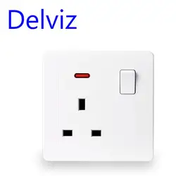 Delviz UK Standard 13A Socket, 86mm*86mm square panel, AC 110V~250V, Household Power Outlet, On-off control British wall socket