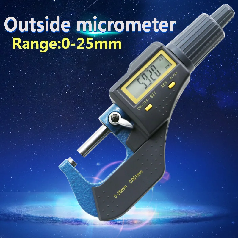 0-25mm micrometro digitale elettronico micrometro 0.001 millimetri micron al di fuori micrometro pinza calibro strumenti di misura