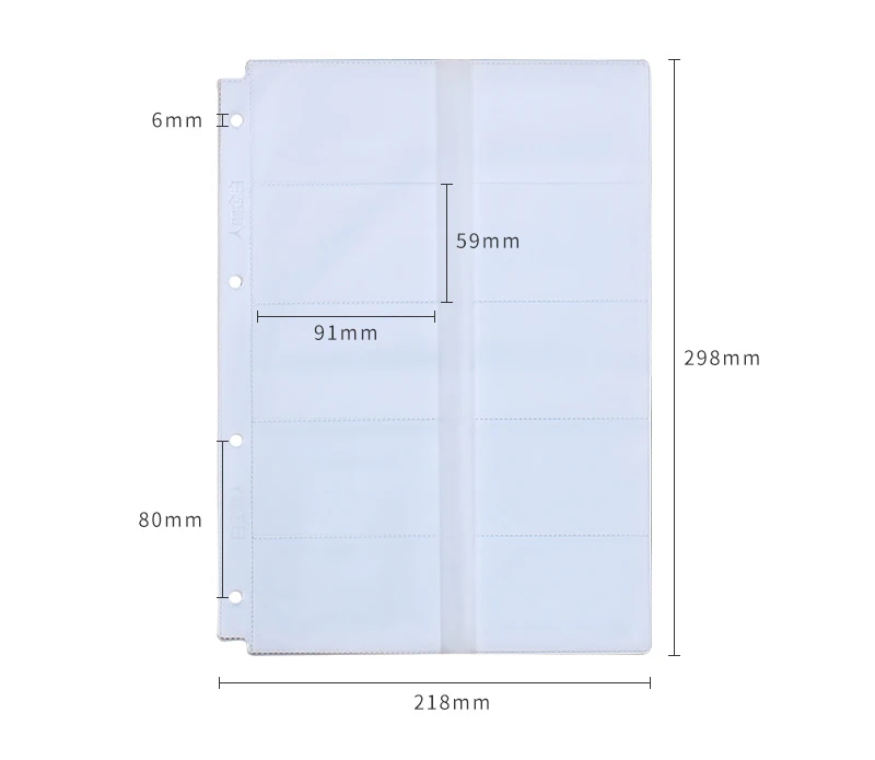 2PCS Business Card PVC Pockets, Plastic Pocket Page Sleeve A4 size, horizontal and vertical pockets