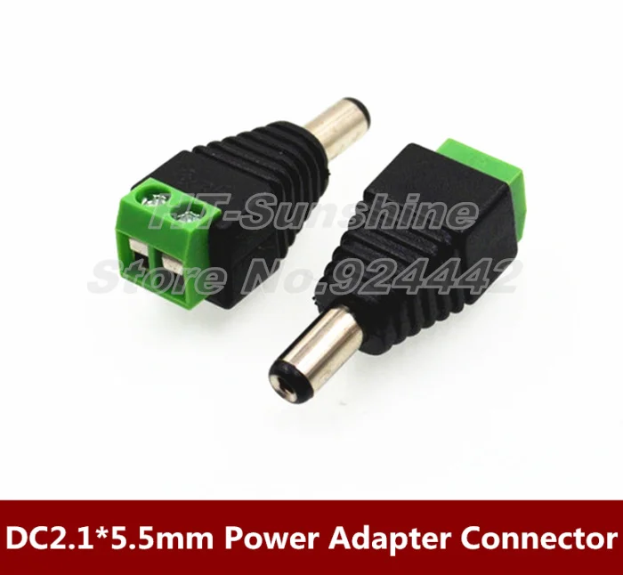 

500PCS/LOT DC 2.1x5.5mm Power Male Plug Jack Adapter Wire Connector for CCTV