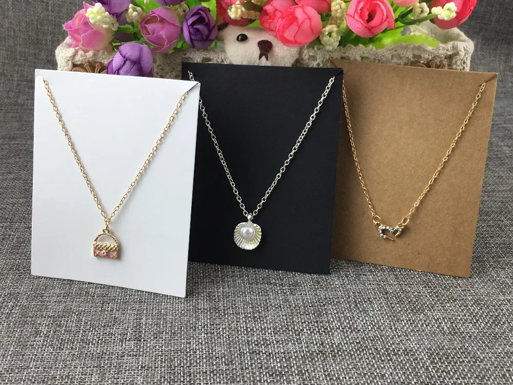 10*8cm 100pcs/lot Kraft Cardboard Blank Jewelry Fashion Necklace Cards Kraft Paper Displays card Accept custom logo MOQ:2000pcs