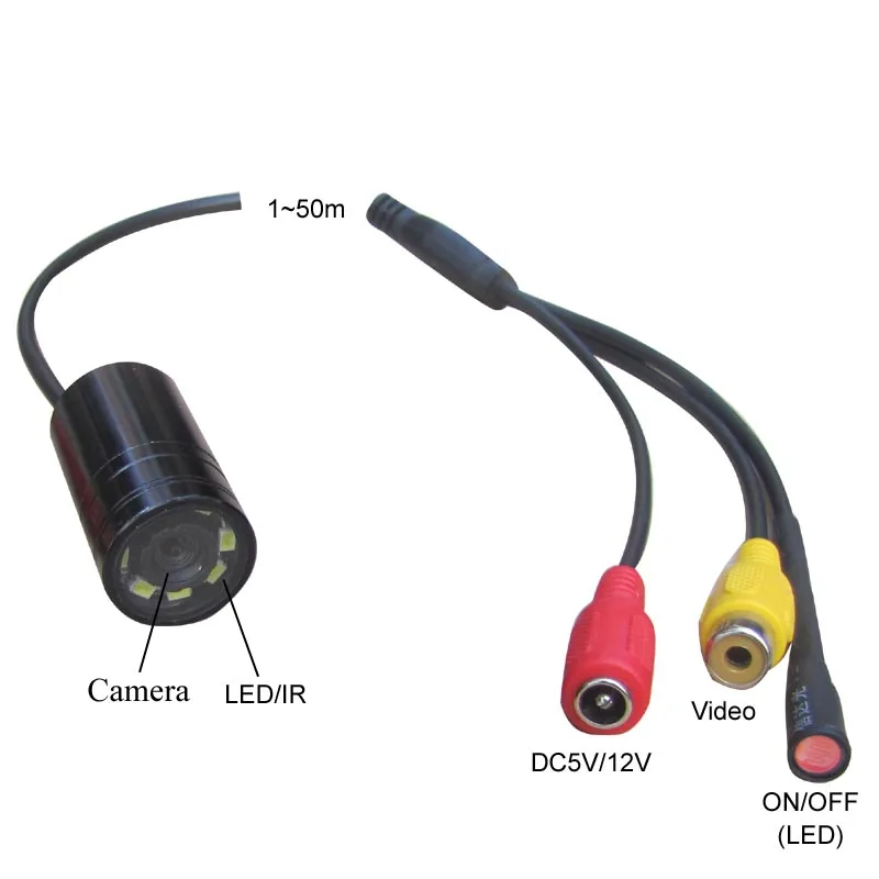 Free Shipping  90 Deg Mini Underwater Fish Finder Waterproof Video Security Camera With 8 LED  Lamps