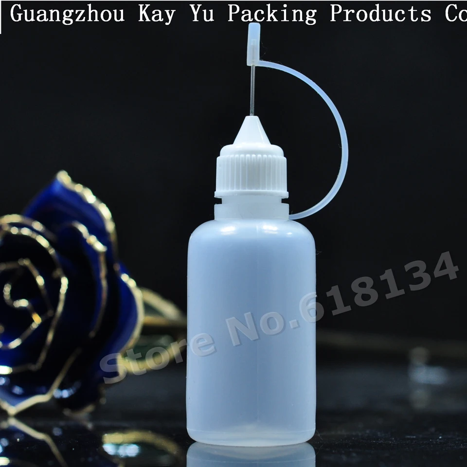 1200pcs 30ml empty plastic needle dropper bottle with metal pinhole screw cap