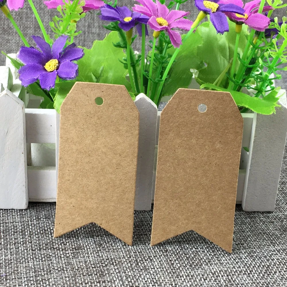 400PCS/Lot 8*4cm Kraft Paper Tags+400PCS Hemp Strings Cut Corner Blank Gift Hang Tags DIY Handmade Price Tag Accept Custom Logo