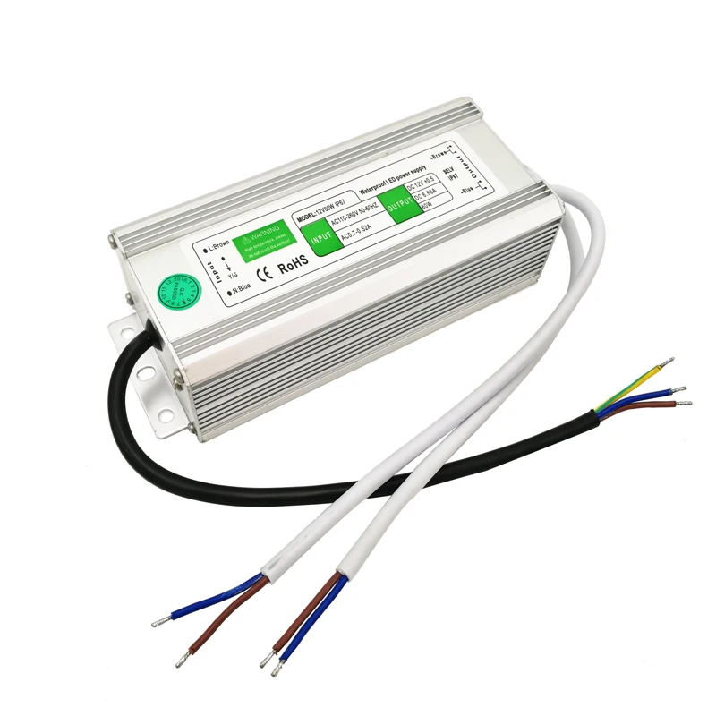 Wholesale 80W LED driver Power Supply IP67 Waterproof AC110~260V To DC12V 6.66A Power Adapter For 5050 3528 LED Strip Free fedex