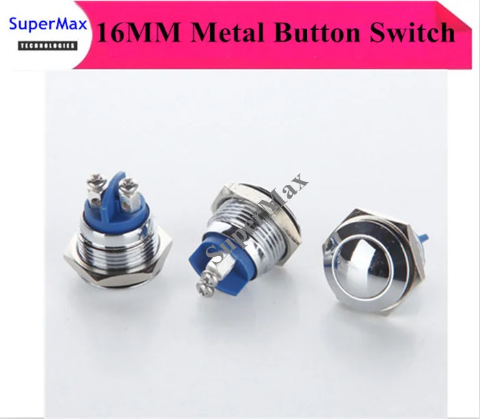 

16mm metal reset waterproof button switch 2A/250V---50pcs/lot