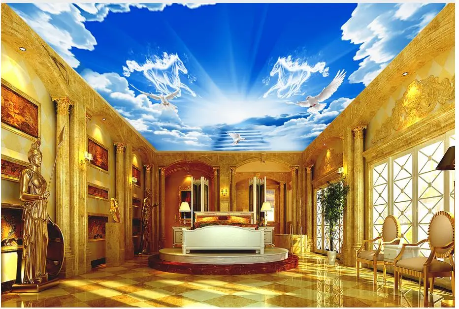 Custom photo wallpaper Zenith ceiling Blue sky wallpaper mural painting for living room