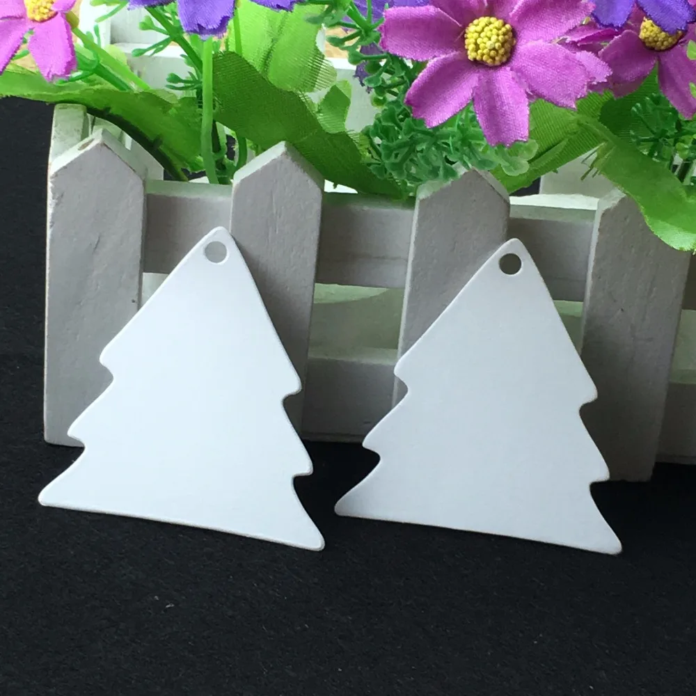 200PCS/Lot 5.5*5.5cm Kraft Paper Christmas Tree Head Card Blank Hang Tag DIY Gift Toy Tags For Key/Accessory Accept Custom logo