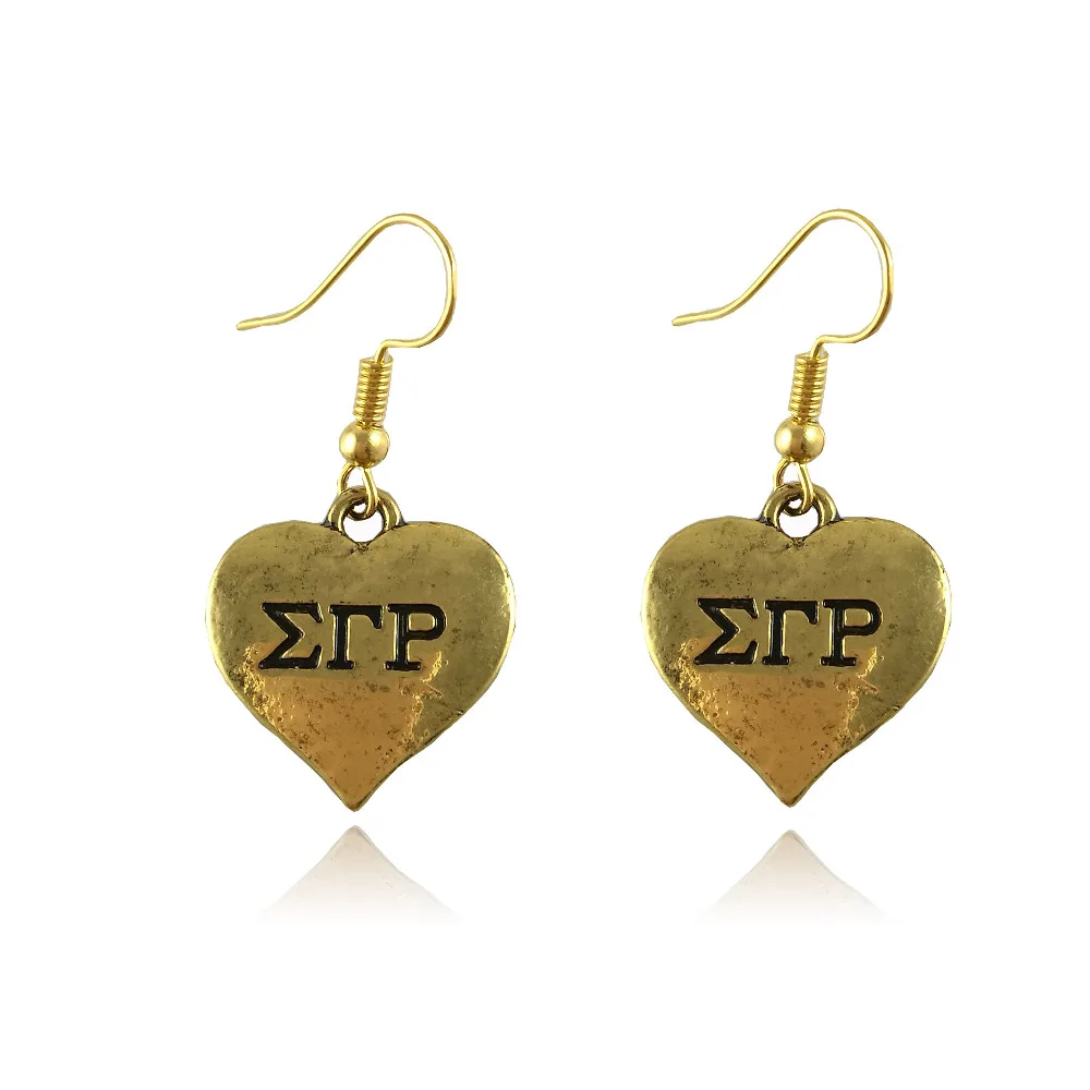 Greek SGR  heart  shape  charm Sigma Gamma Rho Sorority heart shape   earring