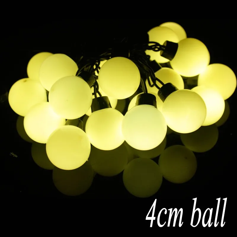 

4CM Big Size 20 Balls 5M LED String Starry Lights Christmas Wedding Indoor Outdoor Decor String Lighting Dia 4 cm Led Lamps