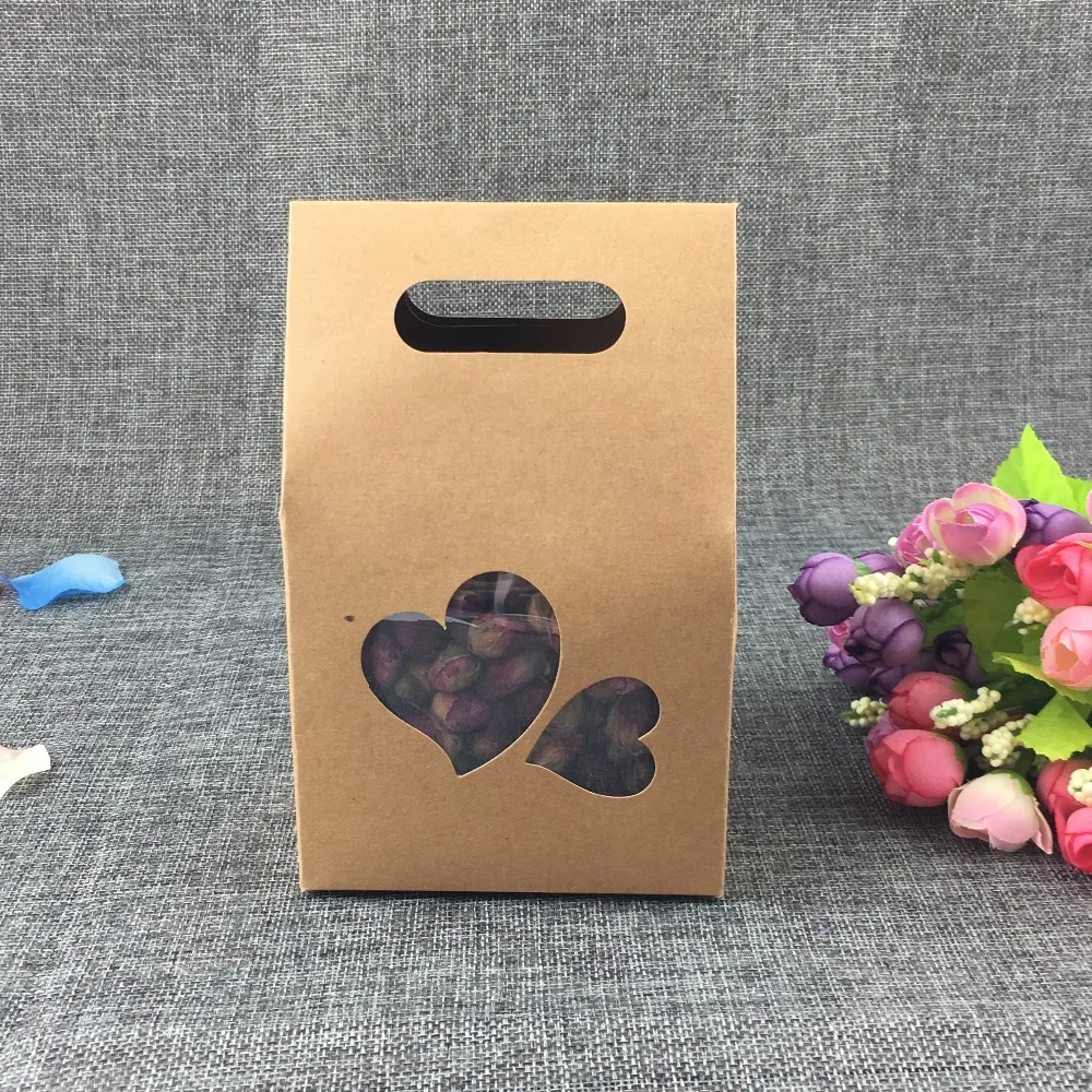 New Kraft Paper 50 PC/Lot 16*10*6cm Heart Shape PVC Clear Gift Box Jewelry Carry Case Candy Bag Package Box Accept Custom Logo