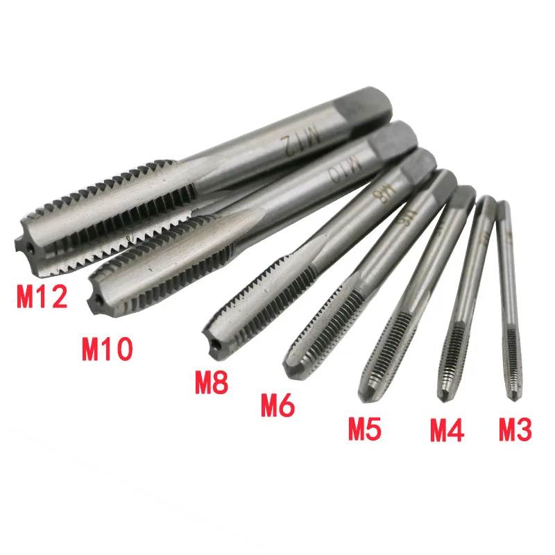 7pcs 1Set HSS M3 M4 M5 M6 M8 M10 M12 Straight Fluted Screw Tap Metric Hand Tap