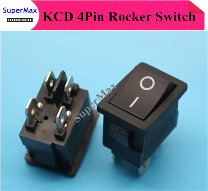 100piecs KCD XW-601BB1 AC swicths 4pin ON-OFF electrical rocker switch for electronic equipment 20A/250V