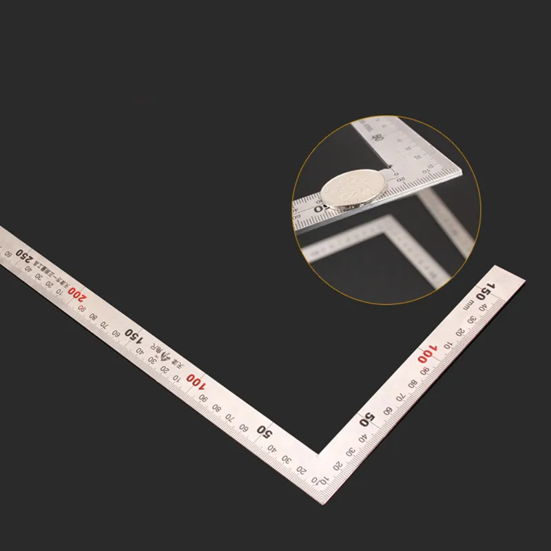 Stainless Steel Protractor Angle Square 300*150mm Rectangular Device 90 Degree Woodworking Measurement Tool