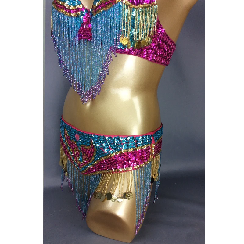 Sexy Samba Rio Carnival Costume For Women Handmade Beaded Sequins Belly Dance Costume Set Turquoise Hot pink Feather Head piece