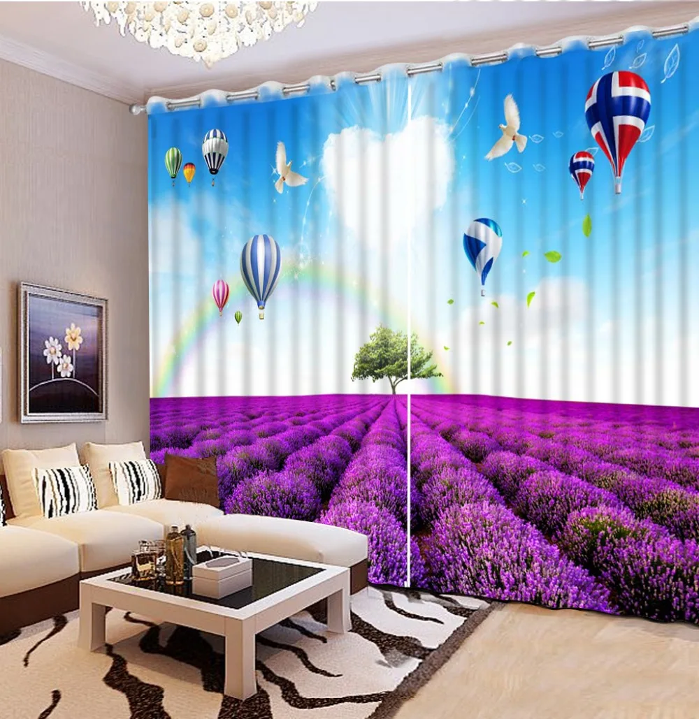 European Style Top Quality custom curtain Hot 2016 Customized 3D curtains purple scenery modern living room curtains