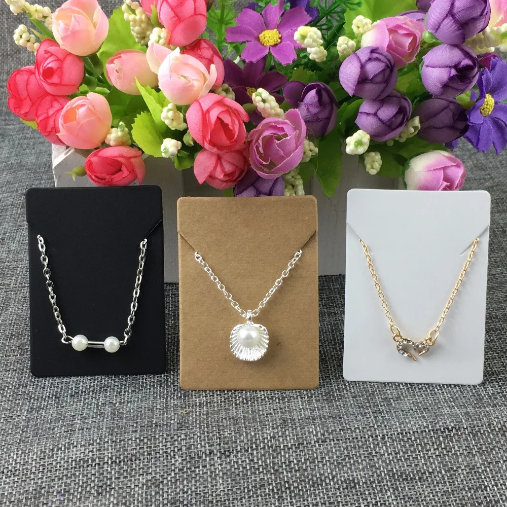 200PCS/Lot 7*5cm Kraft Paper Necklace Cards No Hole Blank Rectangle Display Package Kraft Jewelry Cardstock Accept Custom Logo