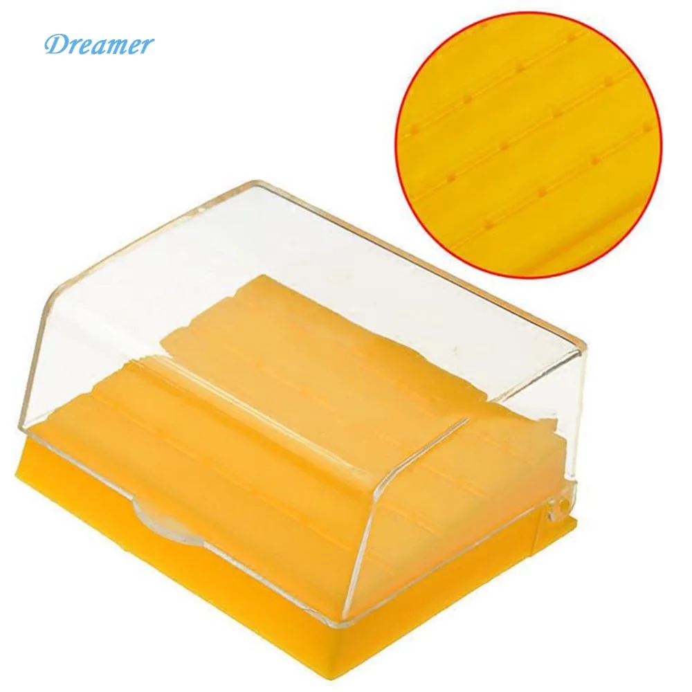 2 Box Dental Lab Equipment 24 Holes Plastic Bur Holder Burs Block Case Box Yellow Dentist Products