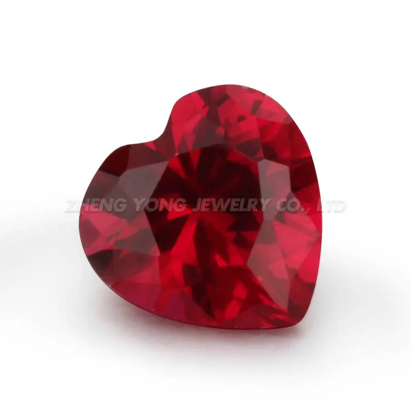 50PCS Heart Shape 9x9mm Red Synthetic Corundum Loose Stone For Jewelry Making