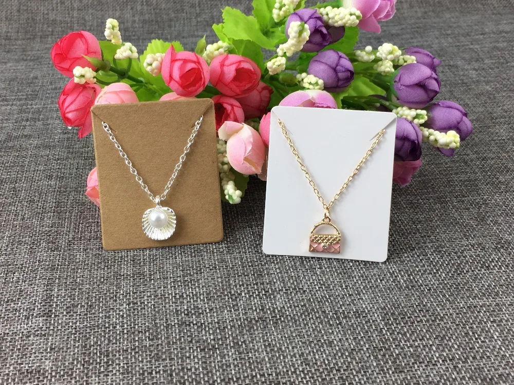 200 PCS/Lot 6*5cm New Arrival Kraft Necklace Cards Jewelry Blank Package Displays Pendant Jewelry Card Accept custom logo