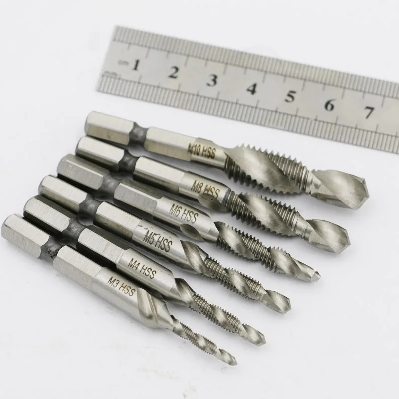 Drill Bits Hss Tap Countersink Deburr Set Metric Combination Bit M3 M4 M5 M6 M8 M10 High Speed Steel