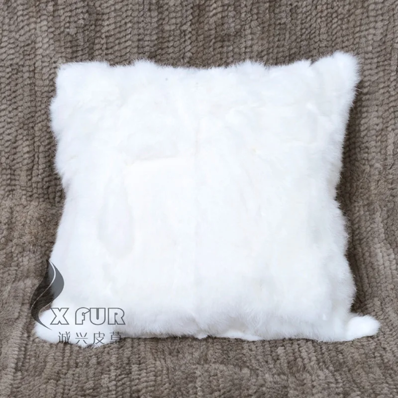 CX-D-06/Z 45x45cm fodera/custodia per cuscino in pelliccia di coniglio marrone naturale ~ Drop Shipping