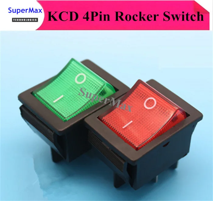 50piecs KCD XW-604AA1 AC swicths 4pin ON-OFF with light electrical rocker switch for electronic equipment 20A/250V