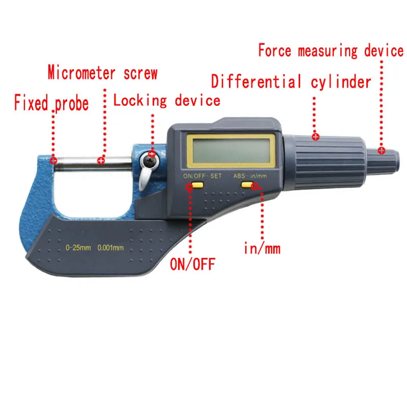 0-25mm micrometro digitale elettronico micrometro 0.001 millimetri micron al di fuori micrometro pinza calibro strumenti di misura
