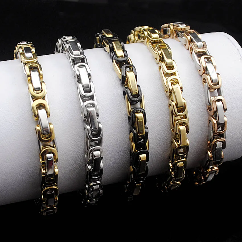 CHIMDOU Punk Rock Fashion Mini Cool Retro Stainless Steel Link Chain Bracelet Byzantine Men Women Jewelry Wholesale,AB187