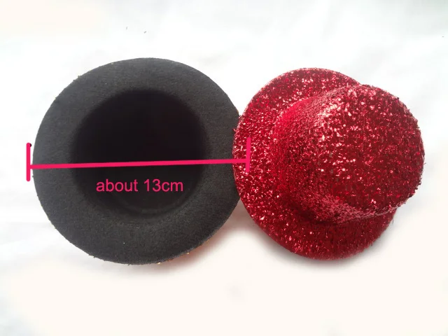 Wholesale 12pcs/lot 13CM Hen Party Felt Glitter Mini Top Hat Shining Fascinator Hat Base. DIY Kid Hat Hair Clip Accessories