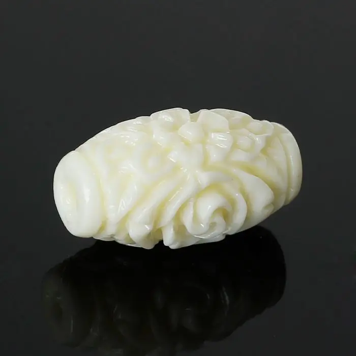 DoreenBeads Created Coral Spacer Beads Barrel Beige Flower Carved Loose Beads DIY Jewelry About 16mm x 9mm,Hole:Approx 2mm,20PCs