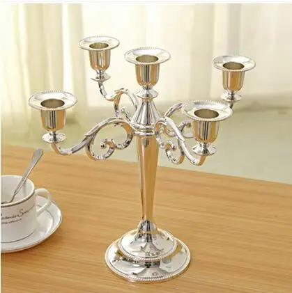 Classic H27cm 3/ 5 Llight Silver Metal Candlestick Silver Candelabra For Room Decoration ZT030