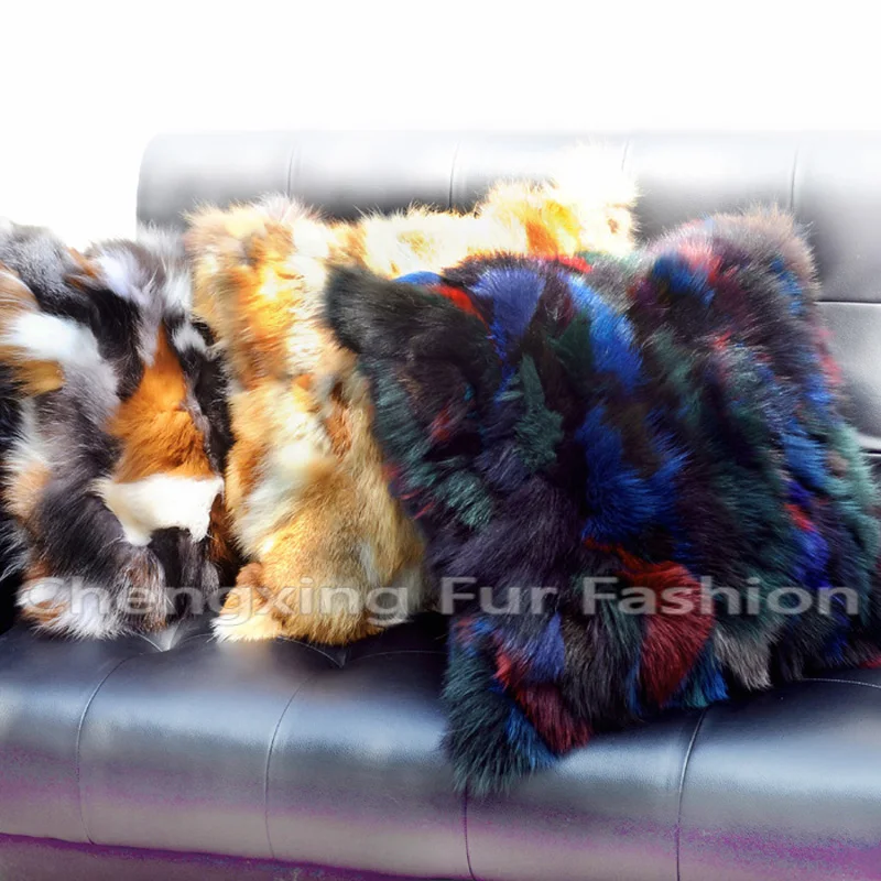 Free Shipping CX-D-107B Cushion Cover Patchwork Fox Fur Sofa Pillow Cover Case