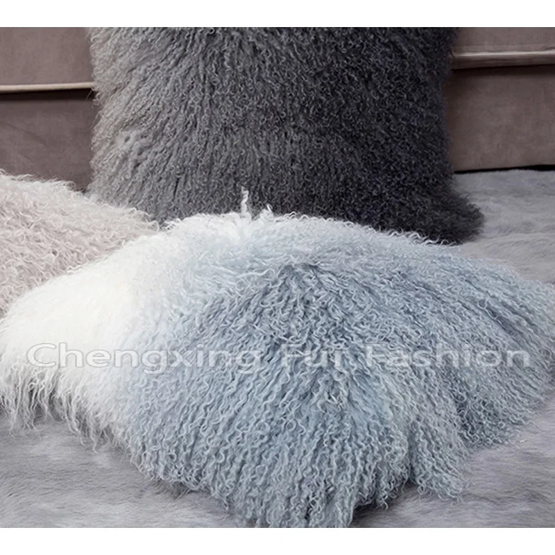 CURLY MONGOLIAN LAMB FUR Pillow Cushion Cover, CX-D-57, Free Shipping, New, Hot Sale