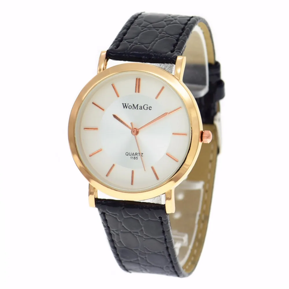 Wholesale New Fashion WoMaGe 1185 Rose Gold Quartz Watch Leather Men Women Wristwatches Hot Women Dress Watches