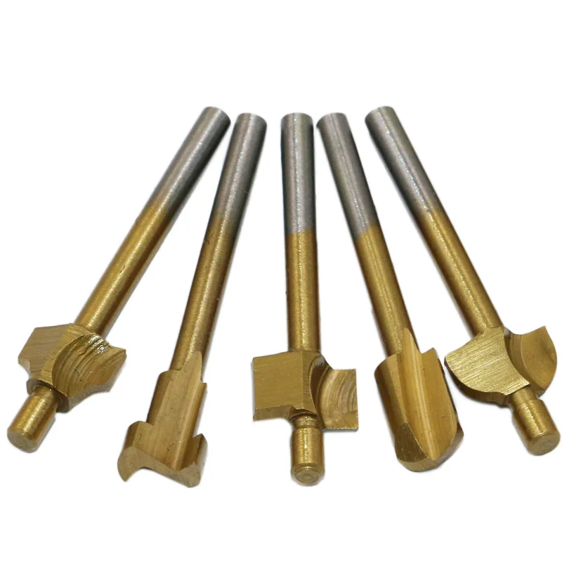 10pcs 1/8' HSS Titanium Coated Woodworking Router Bits Wood Cutter Milling Used for Dremel