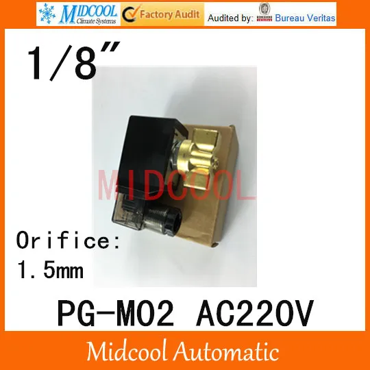 

High pressure solenoid valve PG-M02 port 1/8" BSP AC220V orifice 1.5mm two position, two way normal colse