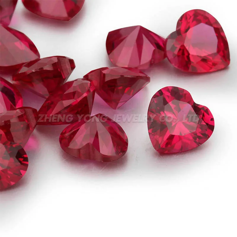 Ruby Red Gemstone 10x10mm Heart Cut Synthetic Corundum 5# Diamond